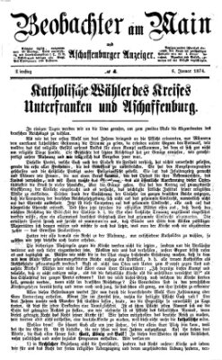 Beobachter am Main und Aschaffenburger Anzeiger Dienstag 6. Januar 1874