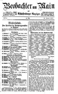 Beobachter am Main und Aschaffenburger Anzeiger Freitag 16. Januar 1874