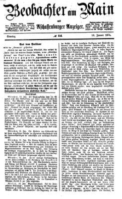 Beobachter am Main und Aschaffenburger Anzeiger Sonntag 18. Januar 1874