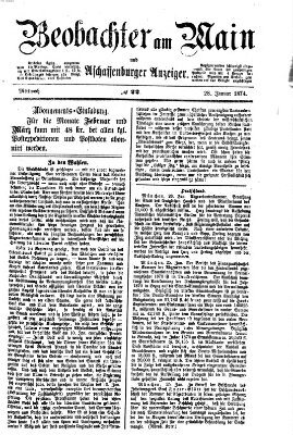 Beobachter am Main und Aschaffenburger Anzeiger Mittwoch 28. Januar 1874