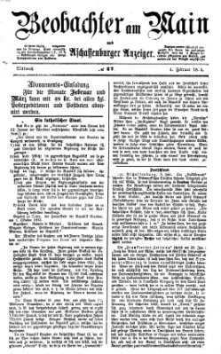 Beobachter am Main und Aschaffenburger Anzeiger Mittwoch 4. Februar 1874