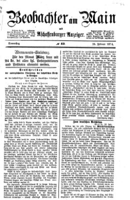 Beobachter am Main und Aschaffenburger Anzeiger Donnerstag 26. Februar 1874