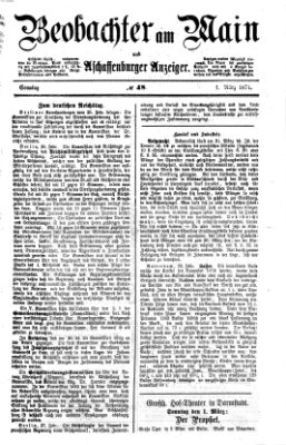 Beobachter am Main und Aschaffenburger Anzeiger Sonntag 1. März 1874