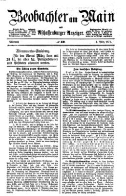 Beobachter am Main und Aschaffenburger Anzeiger Mittwoch 4. März 1874