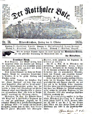 Rottaler Bote Freitag 2. Oktober 1874