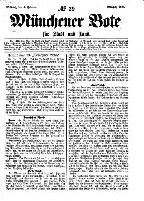 Münchener Bote für Stadt und Land Mittwoch 4. Februar 1874