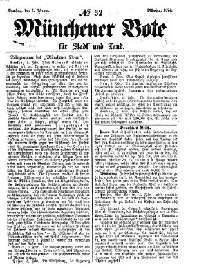 Münchener Bote für Stadt und Land Samstag 7. Februar 1874