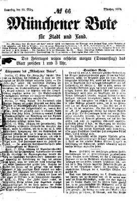 Münchener Bote für Stadt und Land Donnerstag 19. März 1874