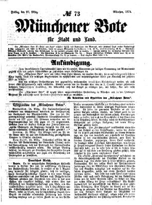 Münchener Bote für Stadt und Land Freitag 27. März 1874