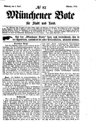 Münchener Bote für Stadt und Land Mittwoch 8. April 1874