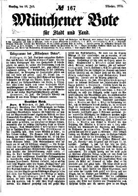 Münchener Bote für Stadt und Land Samstag 18. Juli 1874