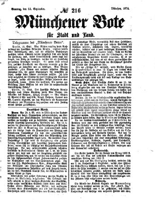 Münchener Bote für Stadt und Land Sonntag 13. September 1874