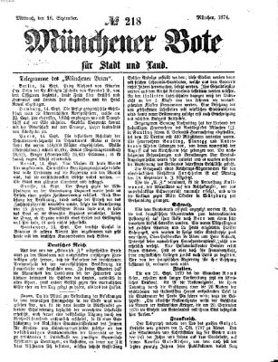 Münchener Bote für Stadt und Land Mittwoch 16. September 1874