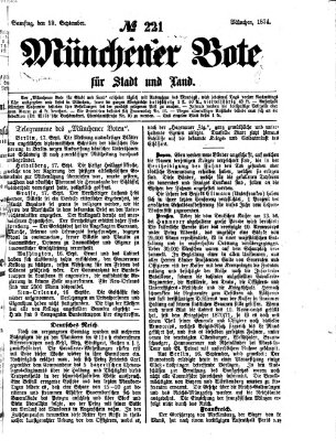 Münchener Bote für Stadt und Land Samstag 19. September 1874