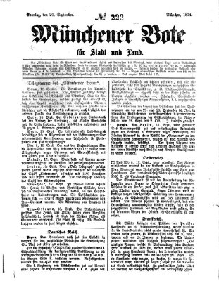 Münchener Bote für Stadt und Land Sonntag 20. September 1874