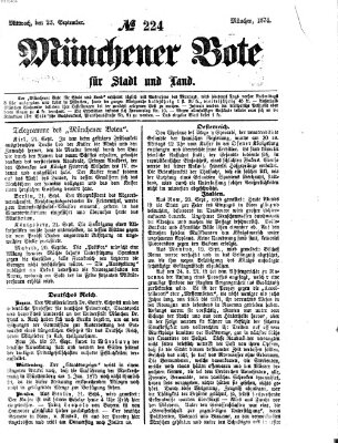 Münchener Bote für Stadt und Land Mittwoch 23. September 1874