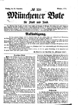 Münchener Bote für Stadt und Land Dienstag 29. September 1874