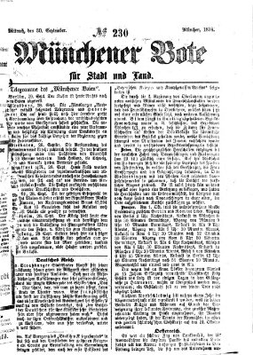 Münchener Bote für Stadt und Land Mittwoch 30. September 1874