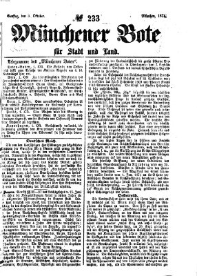 Münchener Bote für Stadt und Land Samstag 3. Oktober 1874