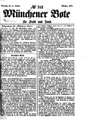 Münchener Bote für Stadt und Land Mittwoch 14. Oktober 1874