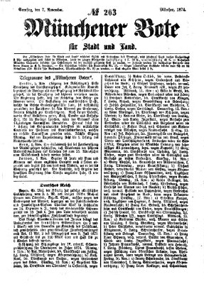 Münchener Bote für Stadt und Land Samstag 7. November 1874