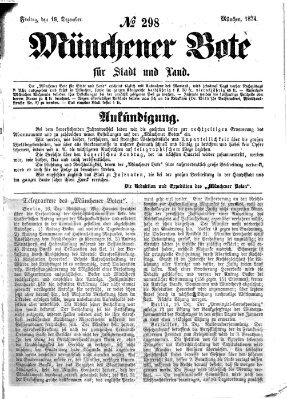 Münchener Bote für Stadt und Land Freitag 18. Dezember 1874