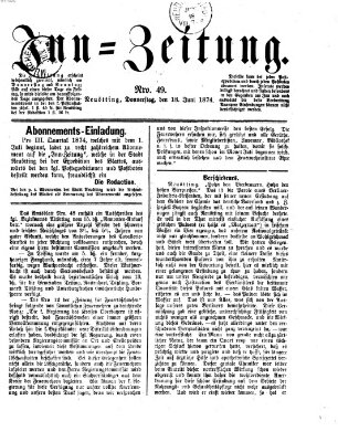 Inn-Zeitung Donnerstag 18. Juni 1874