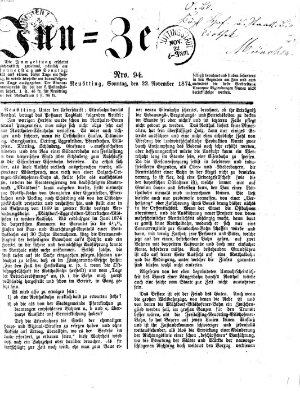 Inn-Zeitung Sonntag 22. November 1874