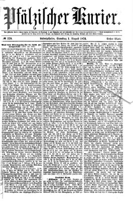 Pfälzischer Kurier Samstag 1. August 1874