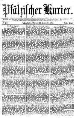 Pfälzischer Kurier Mittwoch 16. September 1874