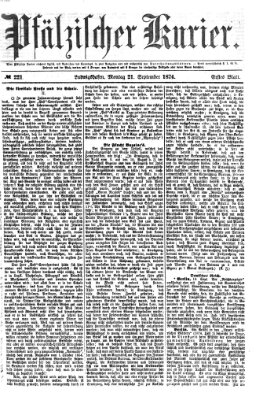 Pfälzischer Kurier Montag 21. September 1874