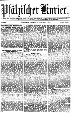 Pfälzischer Kurier Dienstag 29. September 1874