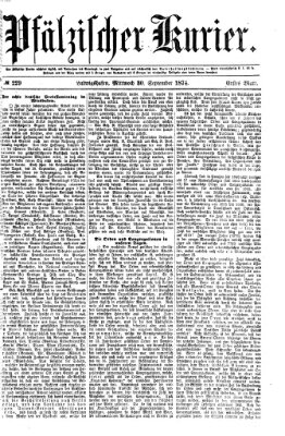 Pfälzischer Kurier Mittwoch 30. September 1874