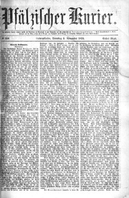 Pfälzischer Kurier Dienstag 3. November 1874