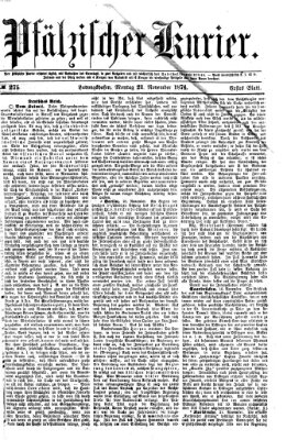 Pfälzischer Kurier Montag 23. November 1874