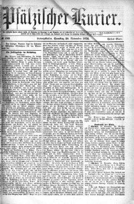 Pfälzischer Kurier Samstag 28. November 1874