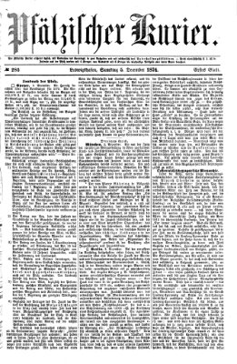 Pfälzischer Kurier Samstag 5. Dezember 1874