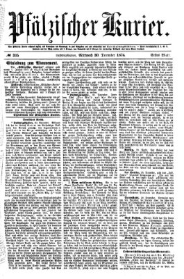 Pfälzischer Kurier Mittwoch 30. Dezember 1874