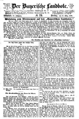 Der Bayerische Landbote Freitag 27. März 1874