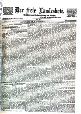 Der freie Landesbote Samstag 21. November 1874