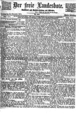 Der freie Landesbote Sonntag 22. November 1874