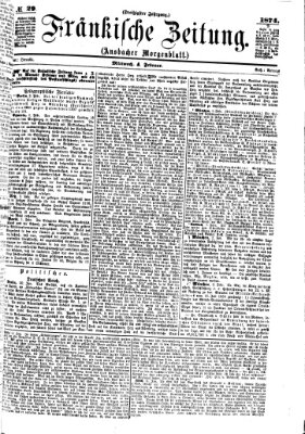 Fränkische Zeitung (Ansbacher Morgenblatt) Mittwoch 4. Februar 1874