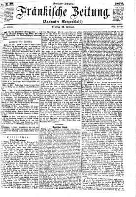 Fränkische Zeitung (Ansbacher Morgenblatt) Samstag 14. Februar 1874