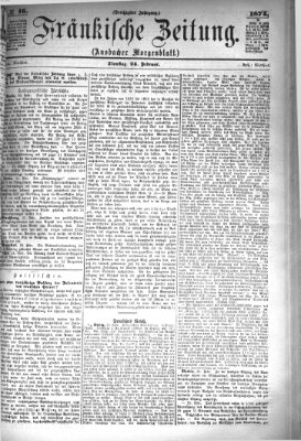 Fränkische Zeitung (Ansbacher Morgenblatt) Dienstag 24. Februar 1874
