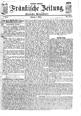 Fränkische Zeitung (Ansbacher Morgenblatt) Sonntag 1. März 1874