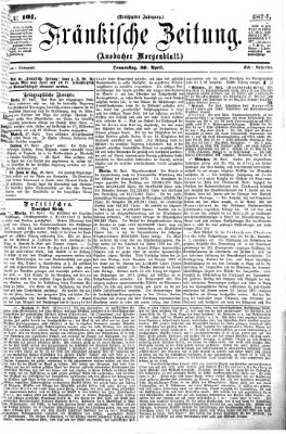 Fränkische Zeitung (Ansbacher Morgenblatt) Donnerstag 30. April 1874