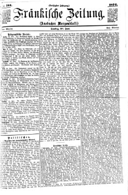 Fränkische Zeitung (Ansbacher Morgenblatt) Samstag 20. Juni 1874