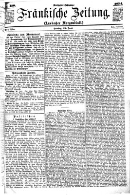 Fränkische Zeitung (Ansbacher Morgenblatt) Samstag 27. Juni 1874