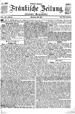 Fränkische Zeitung (Ansbacher Morgenblatt) Mittwoch 22. Juli 1874