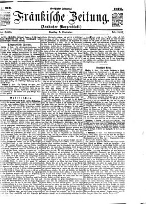 Fränkische Zeitung (Ansbacher Morgenblatt) Samstag 5. September 1874